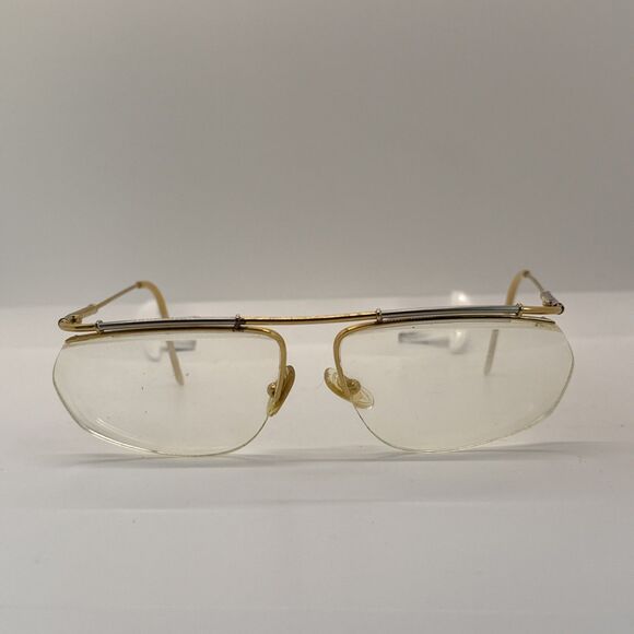 LOGO Paris Eyeglasses Half Rim Metal Frame 006 Gold Cream France 80's. - Picture 2 of 16